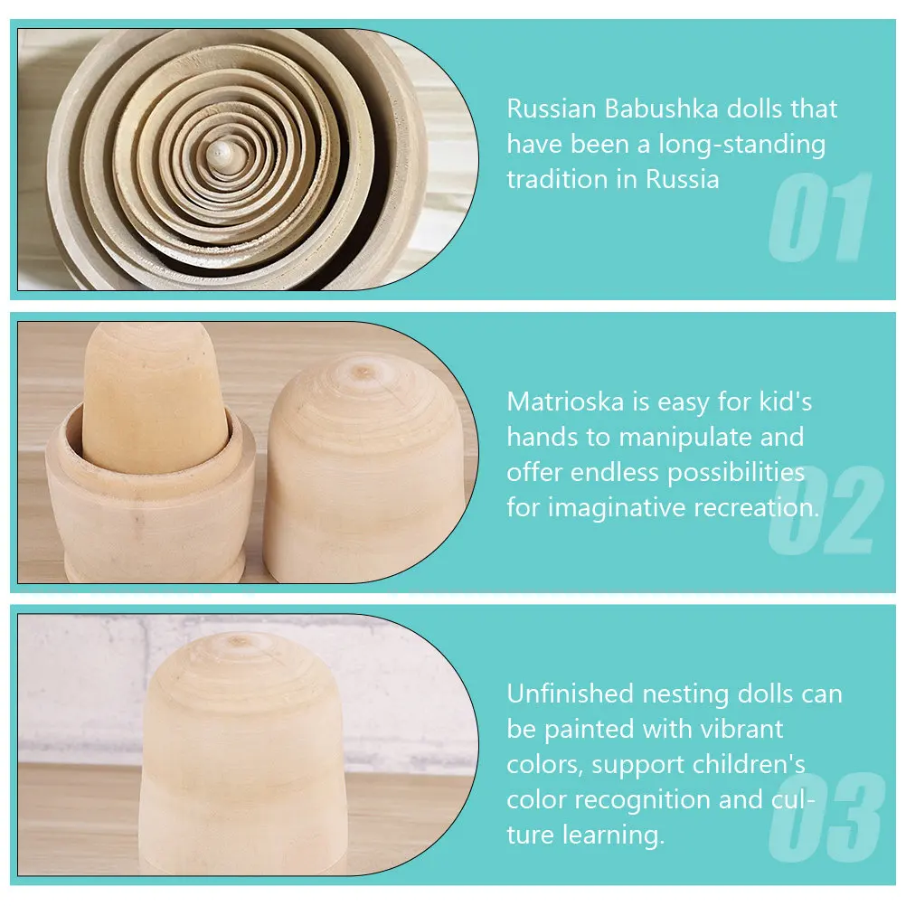 

Набор для творчества: Неокрашенная деревянная матрёшка для детей, гладкая поверхность, подходит для росписи, развивающий проект для развития моторики