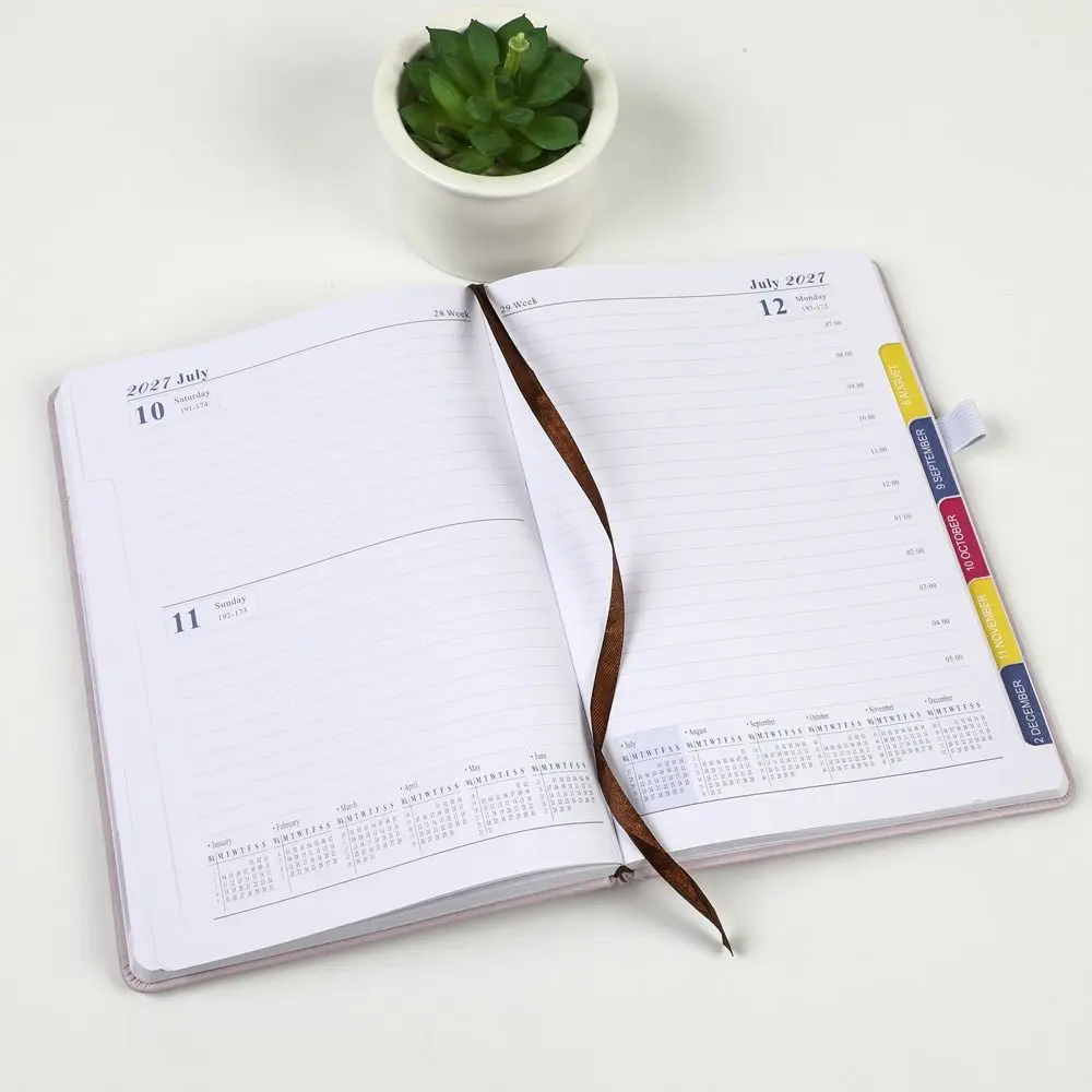Portable A5 2027 Agenda Book Planner Reminder To Do List Daily Planner Book Textured PU Calendar Book Students