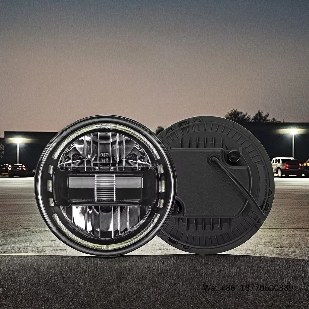 LED Headlights 7 Inch 45W with Angle Eyes Lada 4X4 for Jeep Car Wrangler JK TJ CJ JL Motorcycle