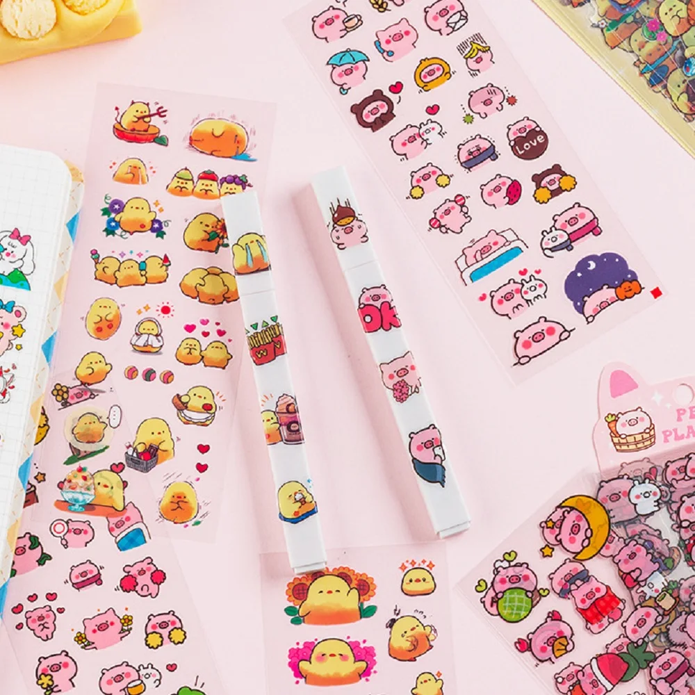 10pcs/Set Cartoon Kawaii Scrapbooking Decals Gift Students Stationery PET Diary Stickers Notebook Bicycle DIY Decor Decals Girls image 4