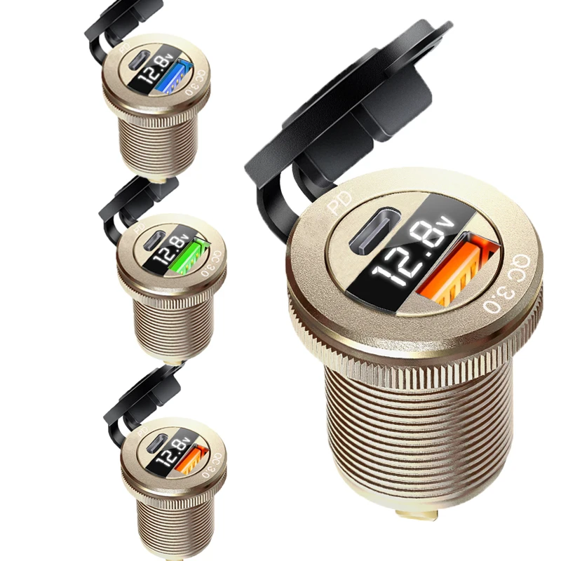 

Universal Motorcycle Car LED USB TYPE-C Charger Power Socket Cigarette Waterproof Light For Auto Truck ATV Boat