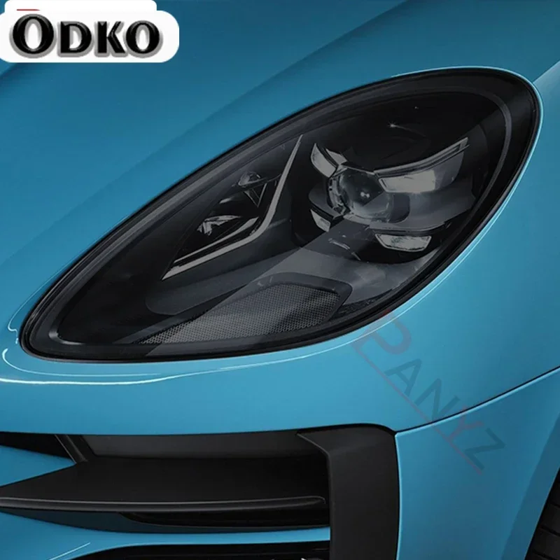 2PCS Car TPU Front Headlights Film Blackened Protective Headlamp Restoration Sticker For Porsche Palamela Macan Cayenne 10-21