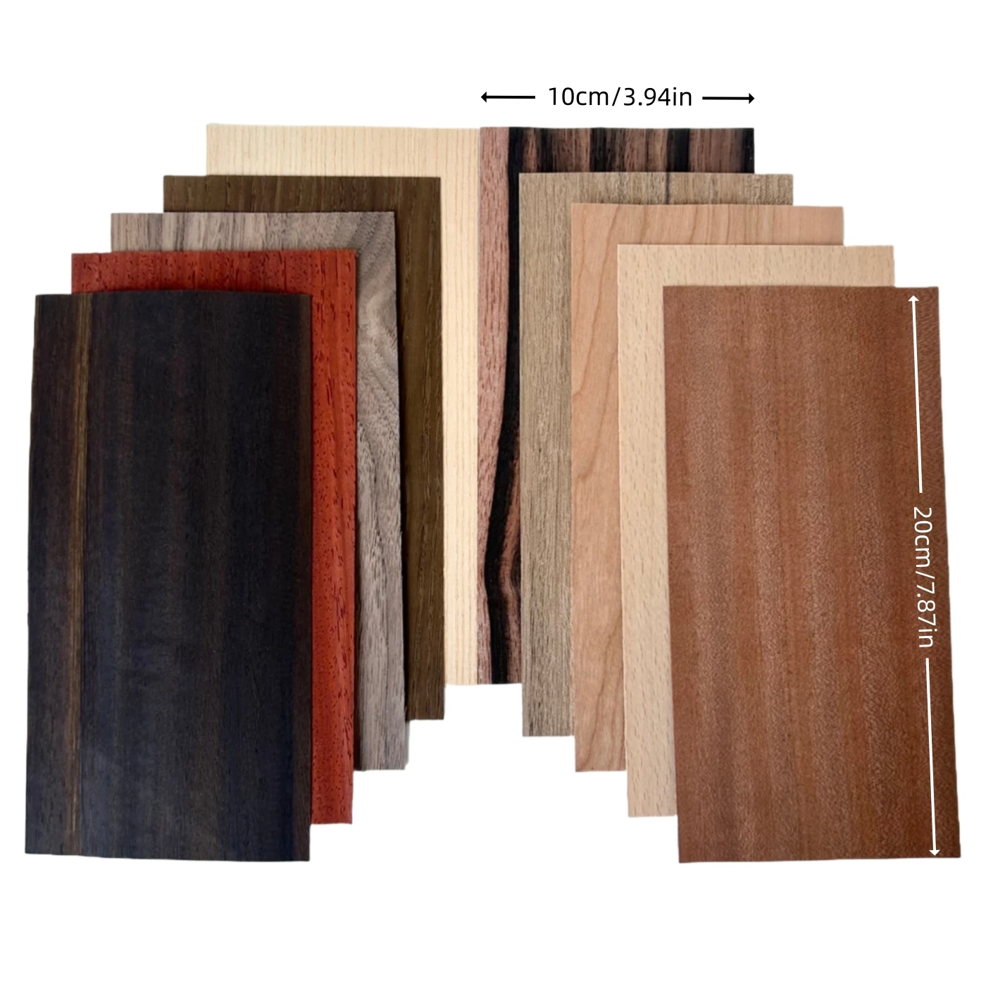 0.4mm Veneer Variety Pack for Marquetry and Inlay Work with 10PCS of Domestic and Exotic Wood Veneer Sheets, Natural Wood Sheets