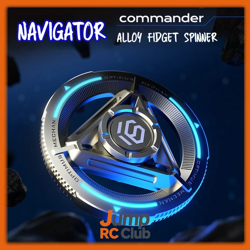 Navigator Luminous Fidget Spinner Metal EDC Stress Relief Toy Finger Gear Green Light Anxiety Relief for Boys Office Desk Play
