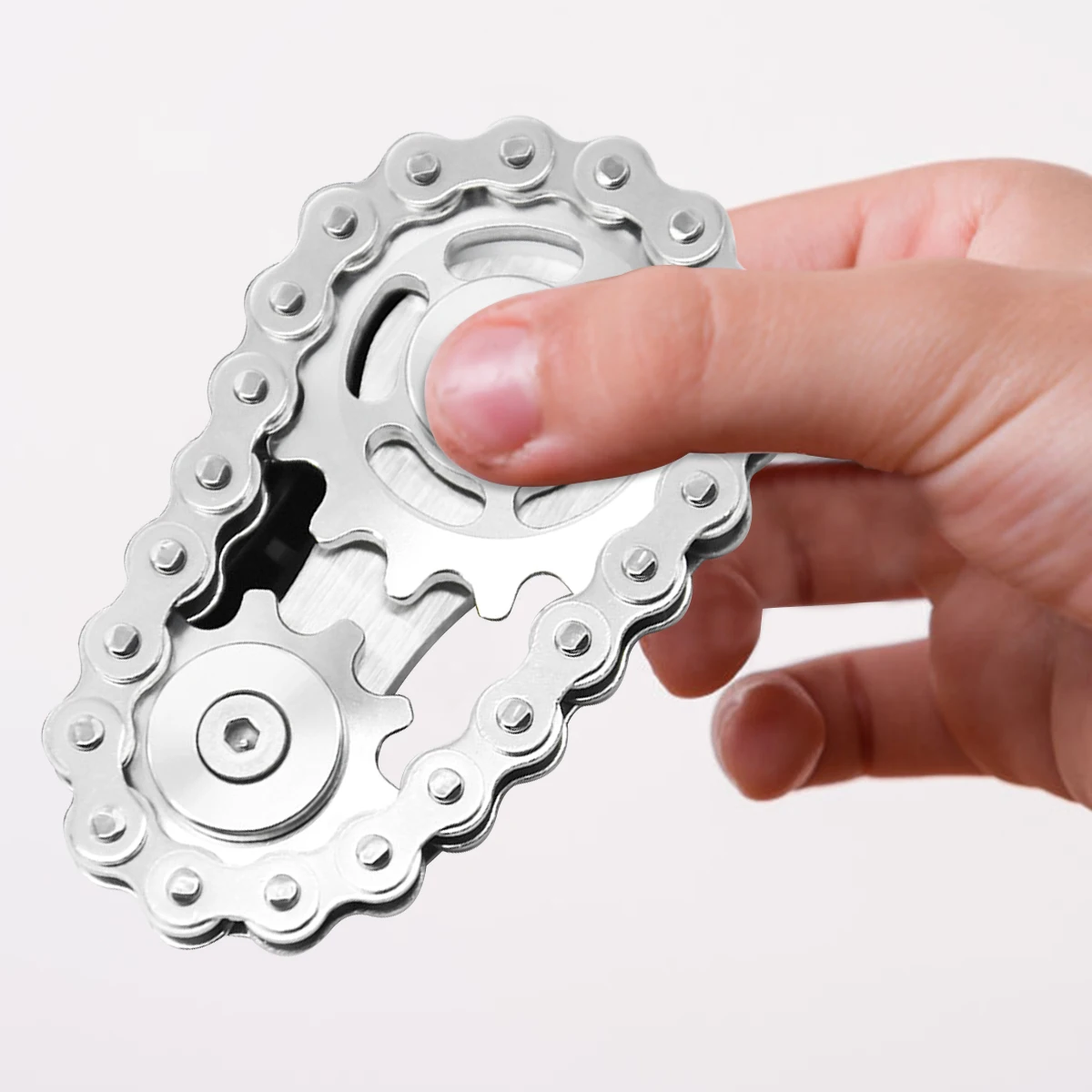 Bicycle Chain Finger Spinner Stainless Steel Sprocket Chain Gear Fidget Spinner Toy for Adults Office Stress Relief Focus Tool