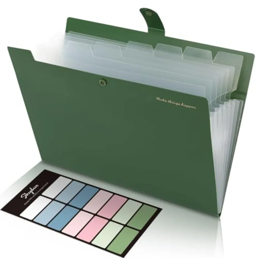 

Expanding File Folders with 8 Pockets, Accordion File Organizer with Labels, Portable Paper Bill Receipt Organizer, Letter Size