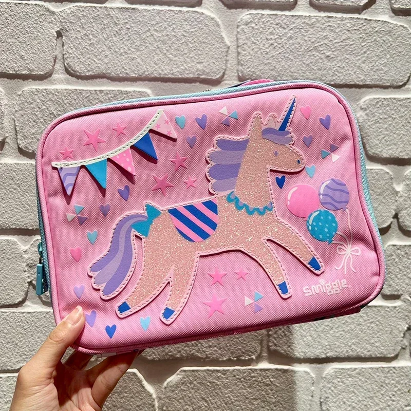 

Genuine Australian Smiggle Backpack Pink And White Unicorn Student Stationery Backpack Lunch Bag Water Cup Student Gift
