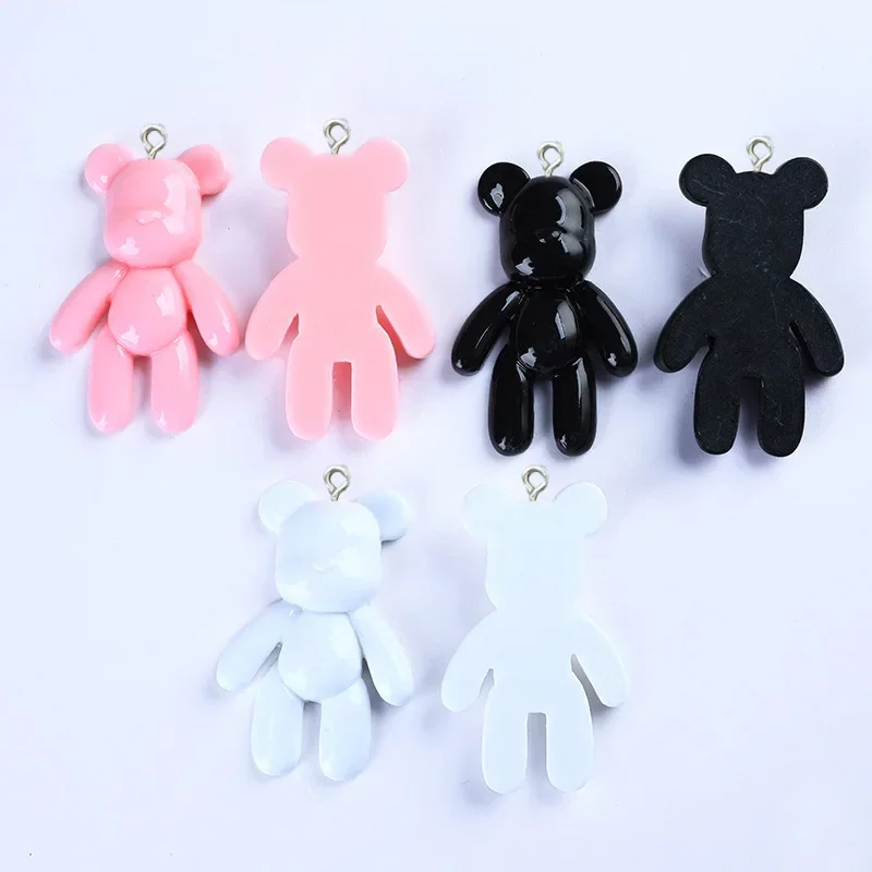 10Pcs Cartoon Cool Bear Charms in resina per orecchini bracciale collana portachiavi gioielli fai da te fare accessori Cabochon Flatback