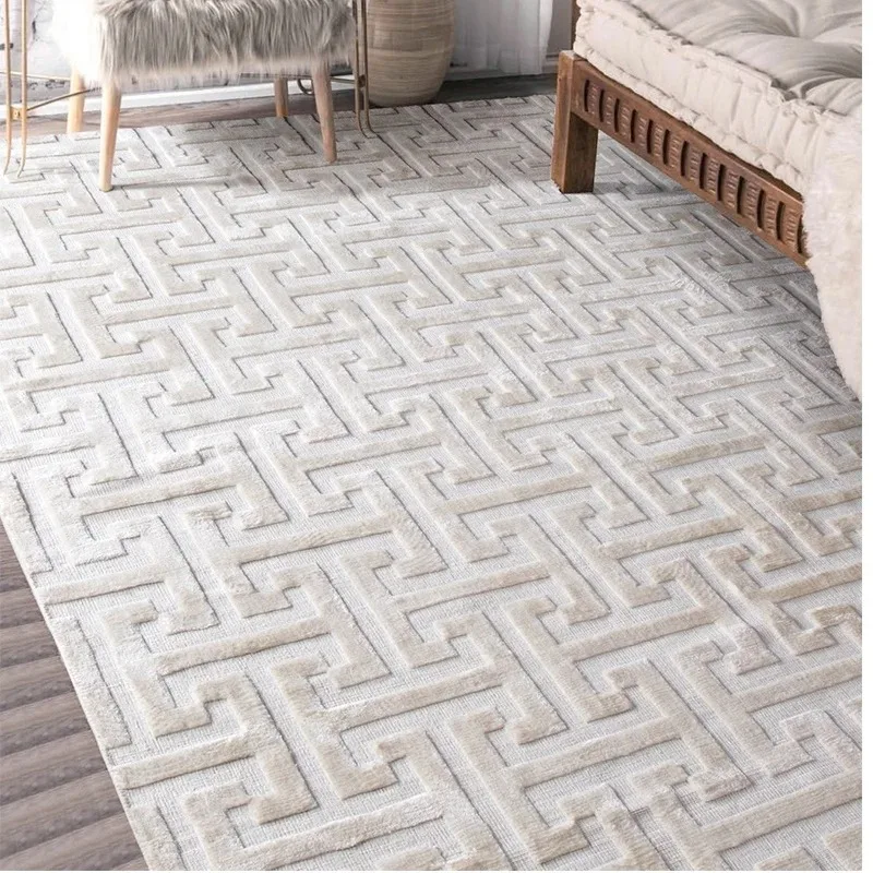 High Quality Wholesale  Soft Carpet White or Beige  Color  Wool Silk Luxury Room Mat Carpet for Living Room