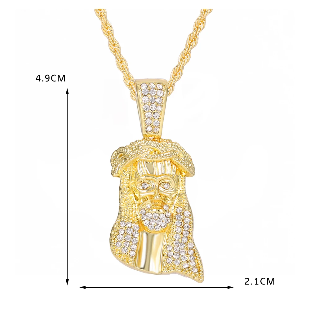 Popular Hip Hop Jesus Pendant Necklace For Men Iced Out Chain Gold Color Rhinestone Chain Women Map Of Africa Necklace Jewellery