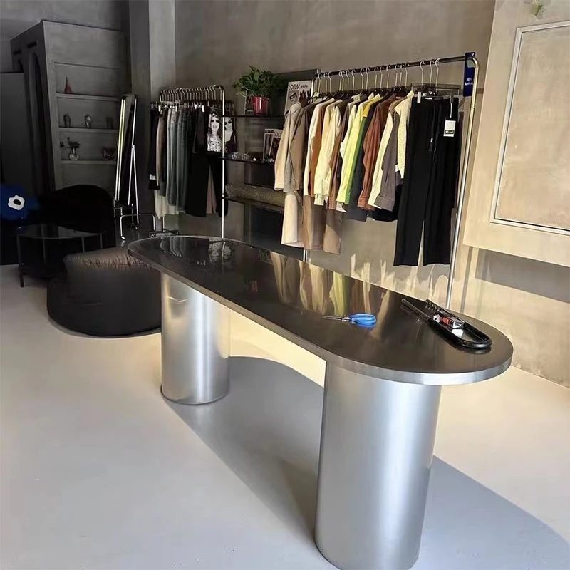 

Clothing store Nakajima display table, bag rack, flowing water table, stainless steel display props, jewelry display table in th