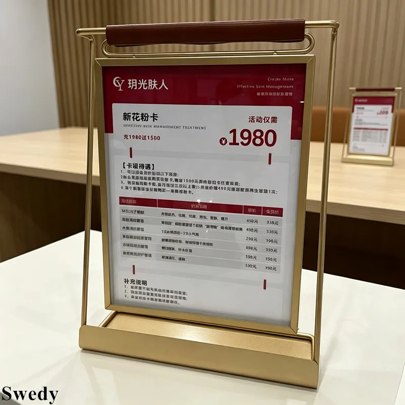 8 Inch 225x175mm Metal Tabletop Sign Holder Stand Vertical Desktop Poster Frame Restaurant Menu Price List Display Stand