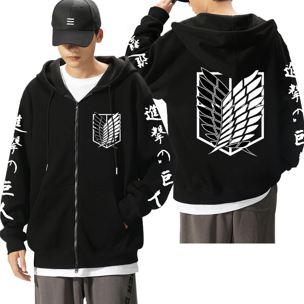 Men Women Hot Anime Zip Hoodies Attack On Titan Levi Graphic Printed Hooded Plus Size Sweatshirt Harajuku Unisex Zipper Jacket