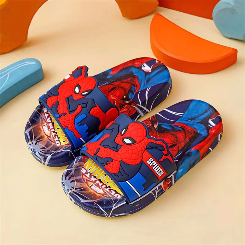 Disney Children's Slippers Summer Boys Indoor Bath Slippers Soft Sole Anti-skid Cartoon Spider-Man Boys Outside Beach Sandals