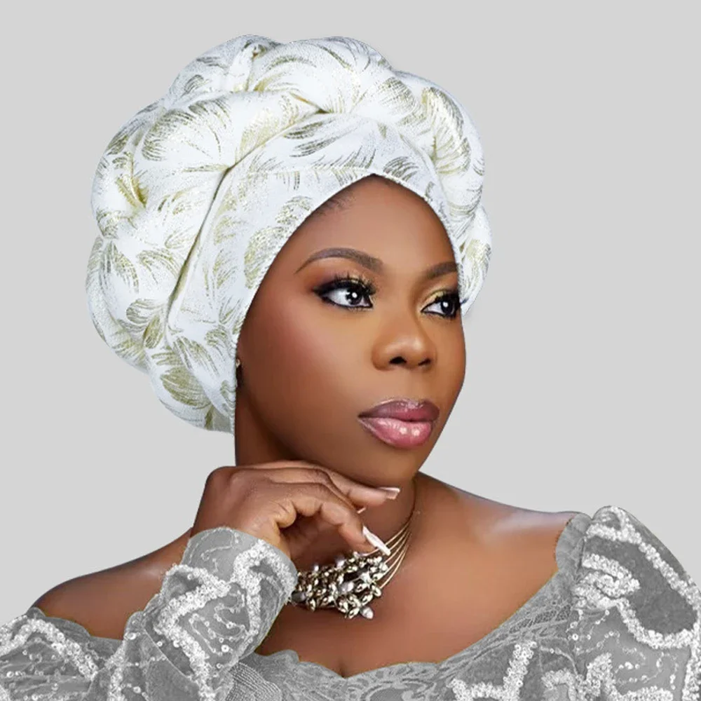 الضفائر قبعة عمامة للنساء مسلم الحجاب بونيه الأفريقية السيارات Gele Headties النيجيري رئيس التفاف الزفاف القبعات حفلة الحجاب