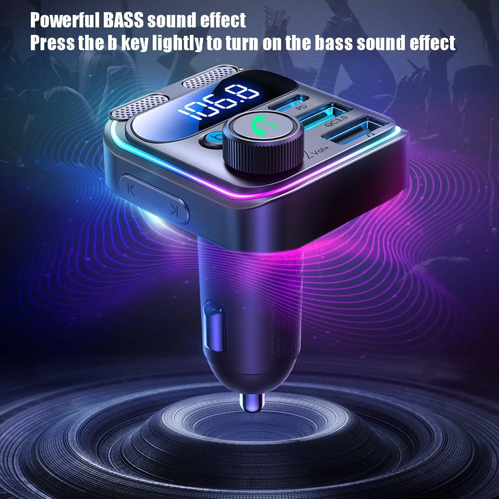 81W Car Charger Blue tooth FM Transmitter Multiport Wireless Adapter For Auto Truck Driving Travel Commuting Road Trip Daily