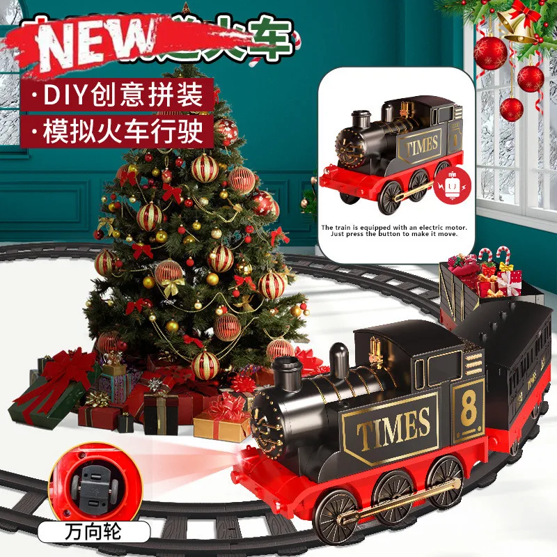 Simulation Electric Train Model Track Railway Toys AA Battery  With Realistic Train Sound，Lights Toys For Children