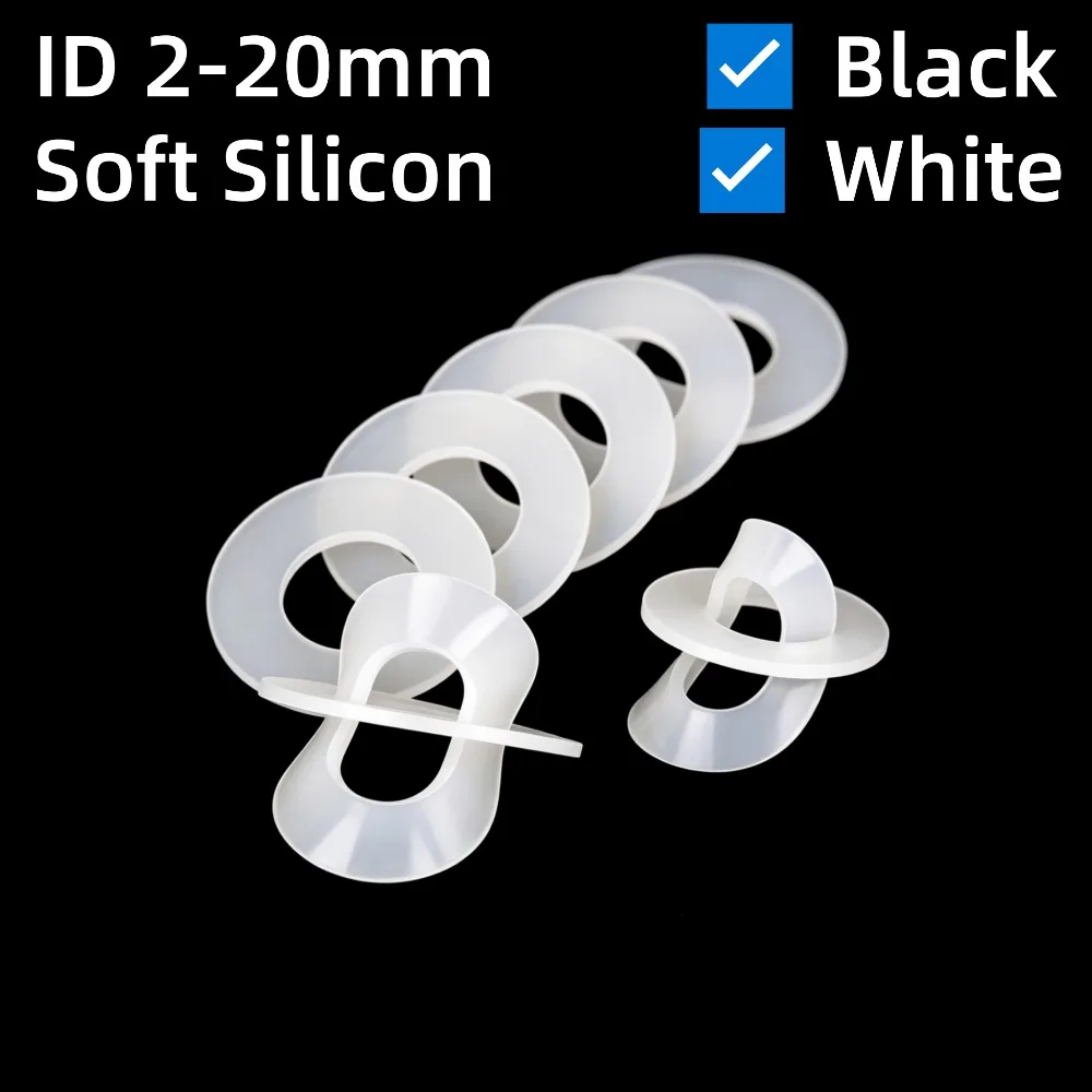 2mm to 20mm Silicone Flat Gasket White & Black, Waterproof High Temp O Ring Seal Washer 0.3/0.5-3mm Thickness