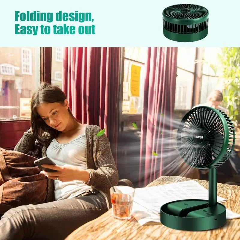 Portable Mini Adjustable Folding Fan Small Cooling USB Rechargeable Office Bedroom Low Noise Long Term Standby Accessories