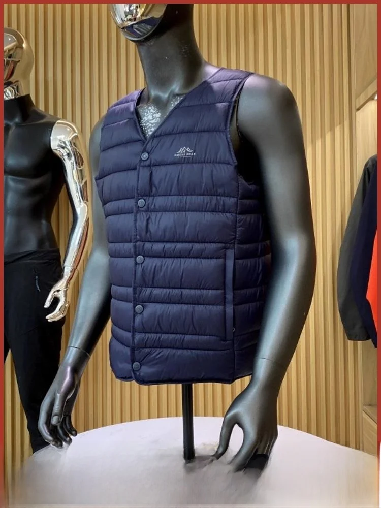 

Мужской легкий хлопковый жилет для улицы Jaet V-Ne Inner Bla, новый осенне-зимний модный свободный крой, украшение на пуговицах, полиэстер...