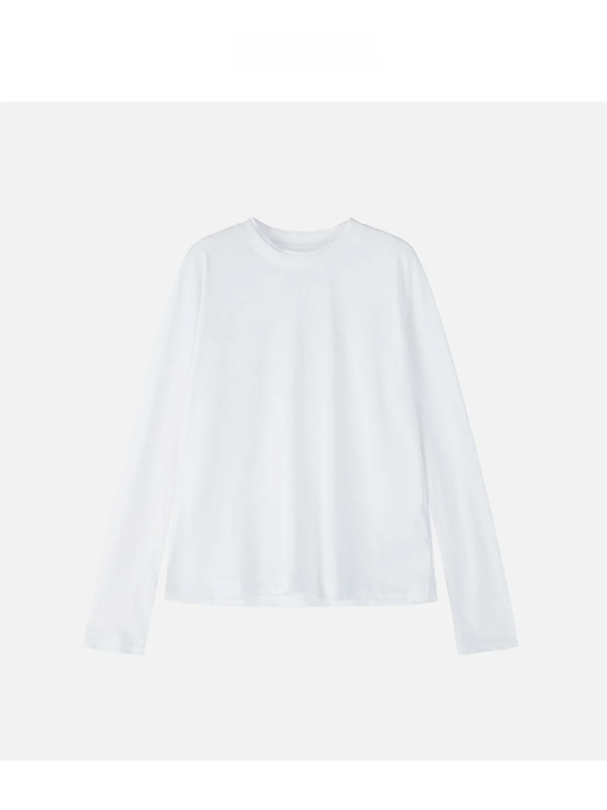 

JINGJING2024 Новая универсальная хлопковая футболка на осень-зиму, свободный круглый базовый слой, чистый цвет, простой дизайн, женский топ