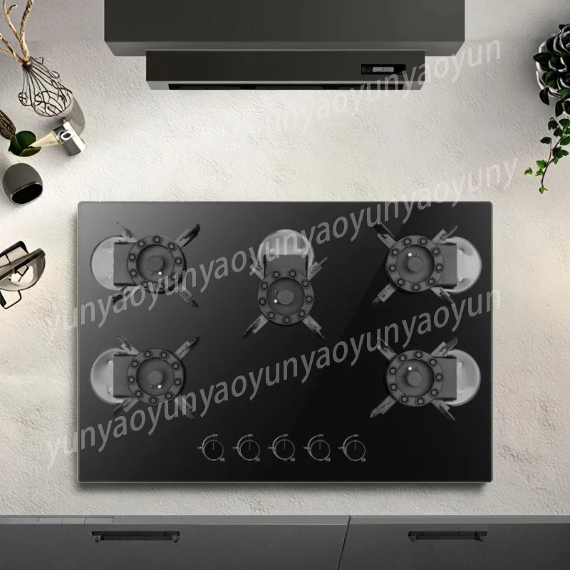 

Smart 5-Burner Gas Stove, Tempered Glass Cooktop, Built-in/Tabletop for Home Kitchen