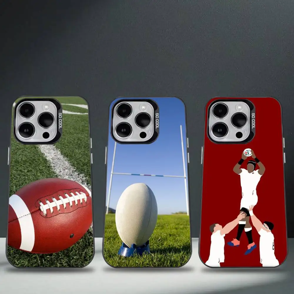 

Rugby American Football Sport Phone Case For iPhone 16,15,14,13,12,11,8,7,Pro,Max,Plus,Mini,XS,SE Anti Fall Black Matte Hard