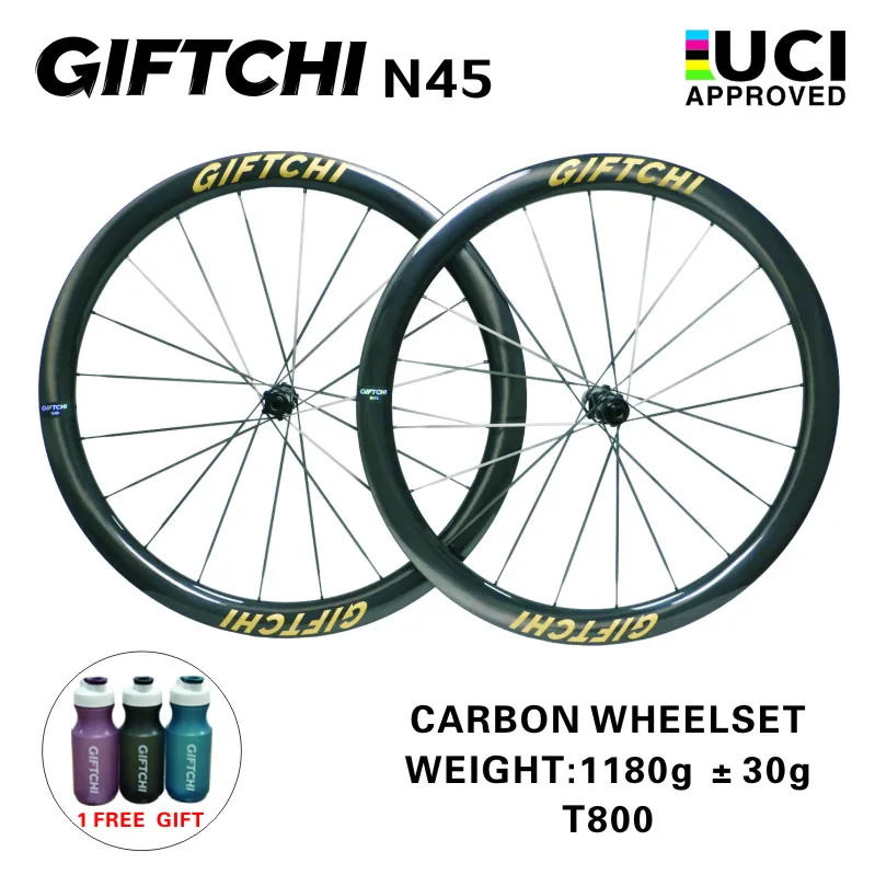 GIFTCHI Carbon Wheels N45 Disc Brake 700c Carbon Rim Center Lock Road Bike Wheelset UCI Quality Road Racing Wheelset
