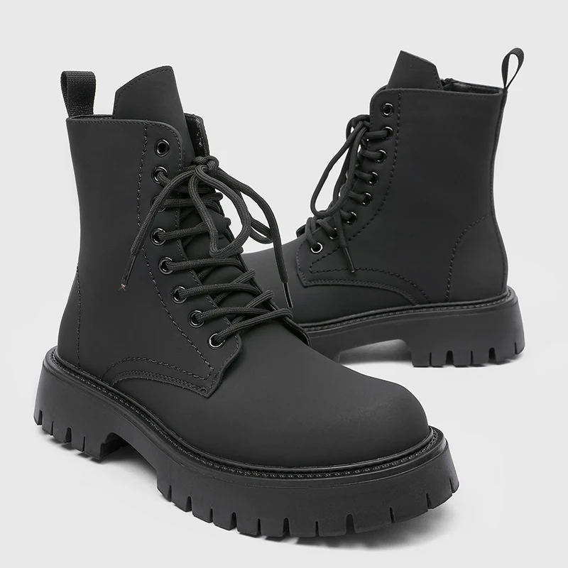 

Men's Classic Black Boots Comfortable high-quality minimalist style Business or Office Outdoor autumn and winter leather shoes