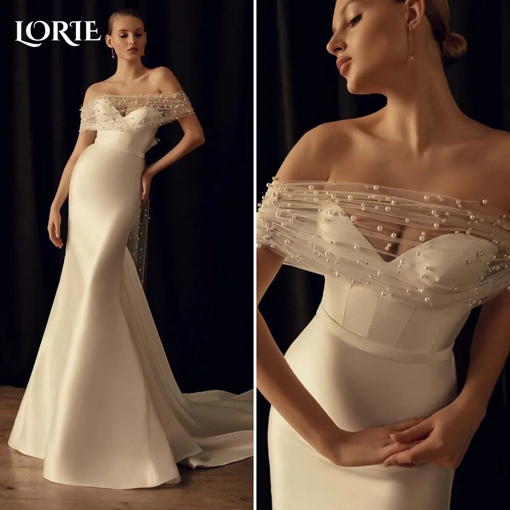 

LORIE Sweetheart Wedding Dresses Illusion Strapless Ribbons Bridal Gowns Vintage Pearls Customed Off ShoulderBride Dress 2025