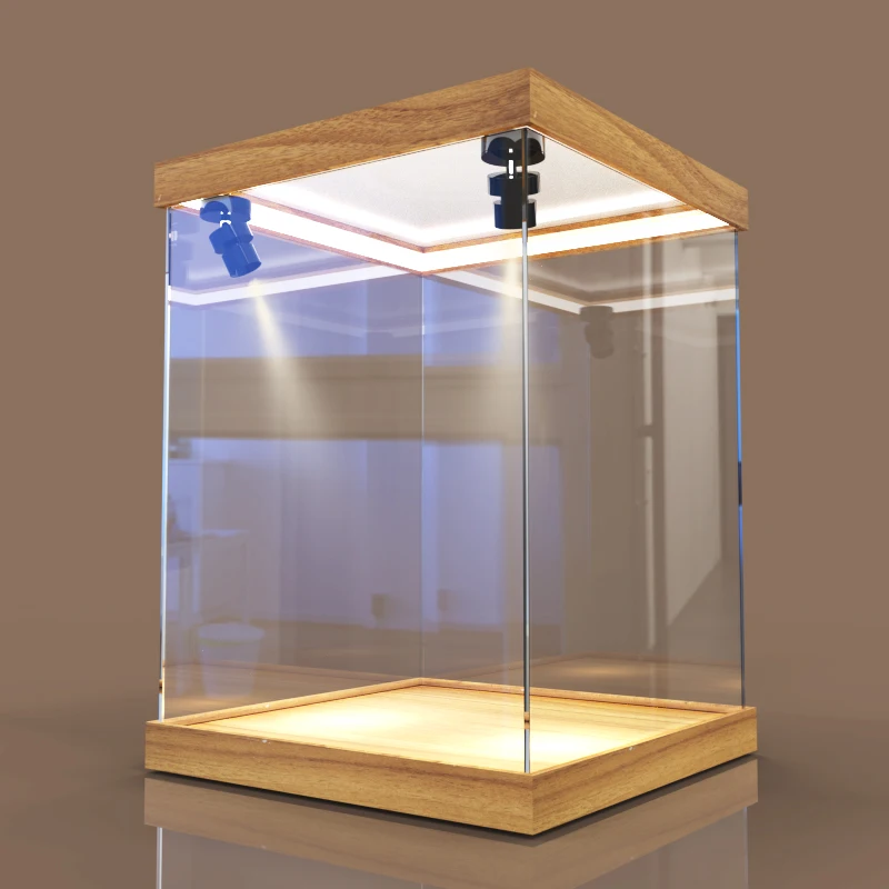 Acrylic Display Case with Stage Lighting for Action Figure, Stackable Dustproof Storage Box for Car Model, Doll and Toy