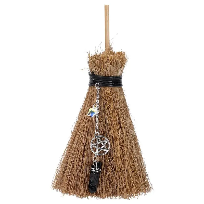 

Mini Broom Witch DIY Broomstick Crystal Pendant Creative Halloween Broom Decor Craft Pendant Branch Ornament Party Adornment