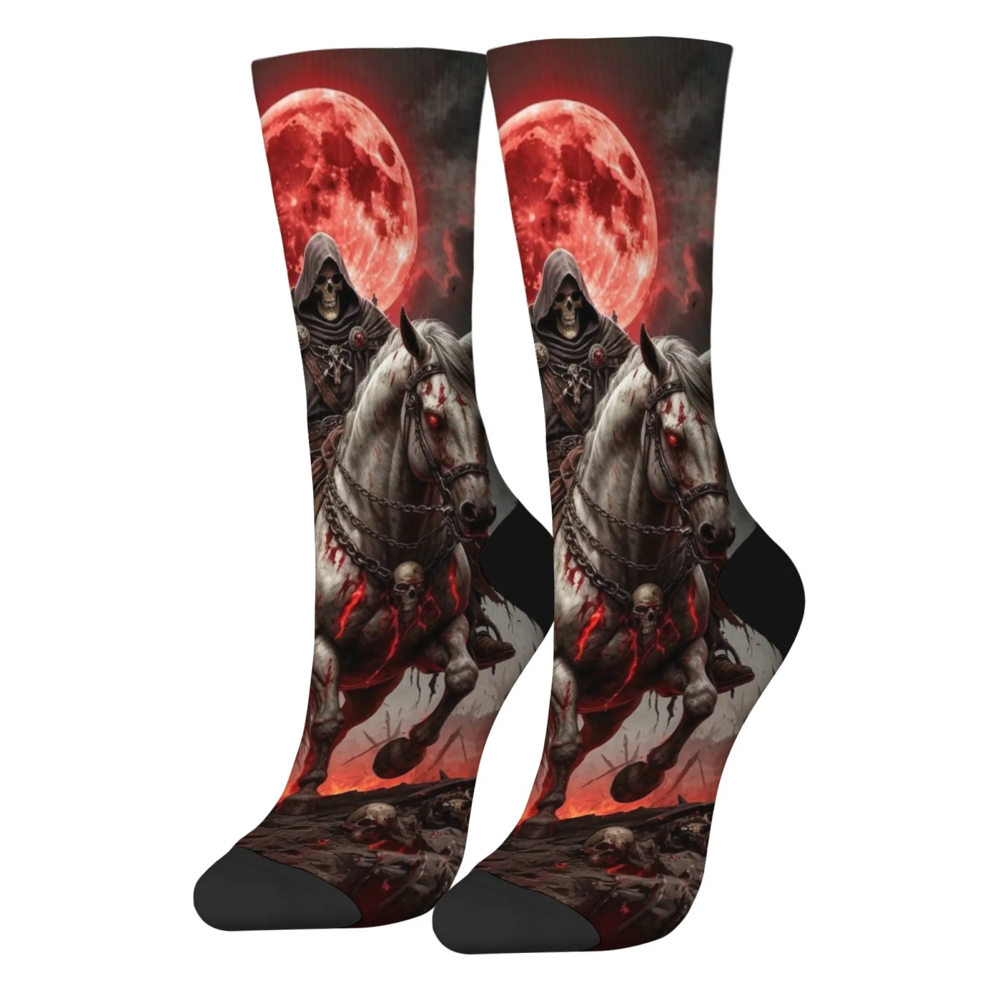 Skull Knight Lässige Mode Herrensocken Dunkler Retro-Stil Kompressionssocken Bequeme rutschfeste, atmungsaktive Street-Hip-Hop-Socken