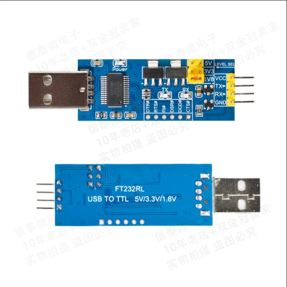 USB to TTL Converter USB to UART Module 5V/3.3V/1.8V FT232RL Code Programmer Downloader Suitable for Industrial Occasions