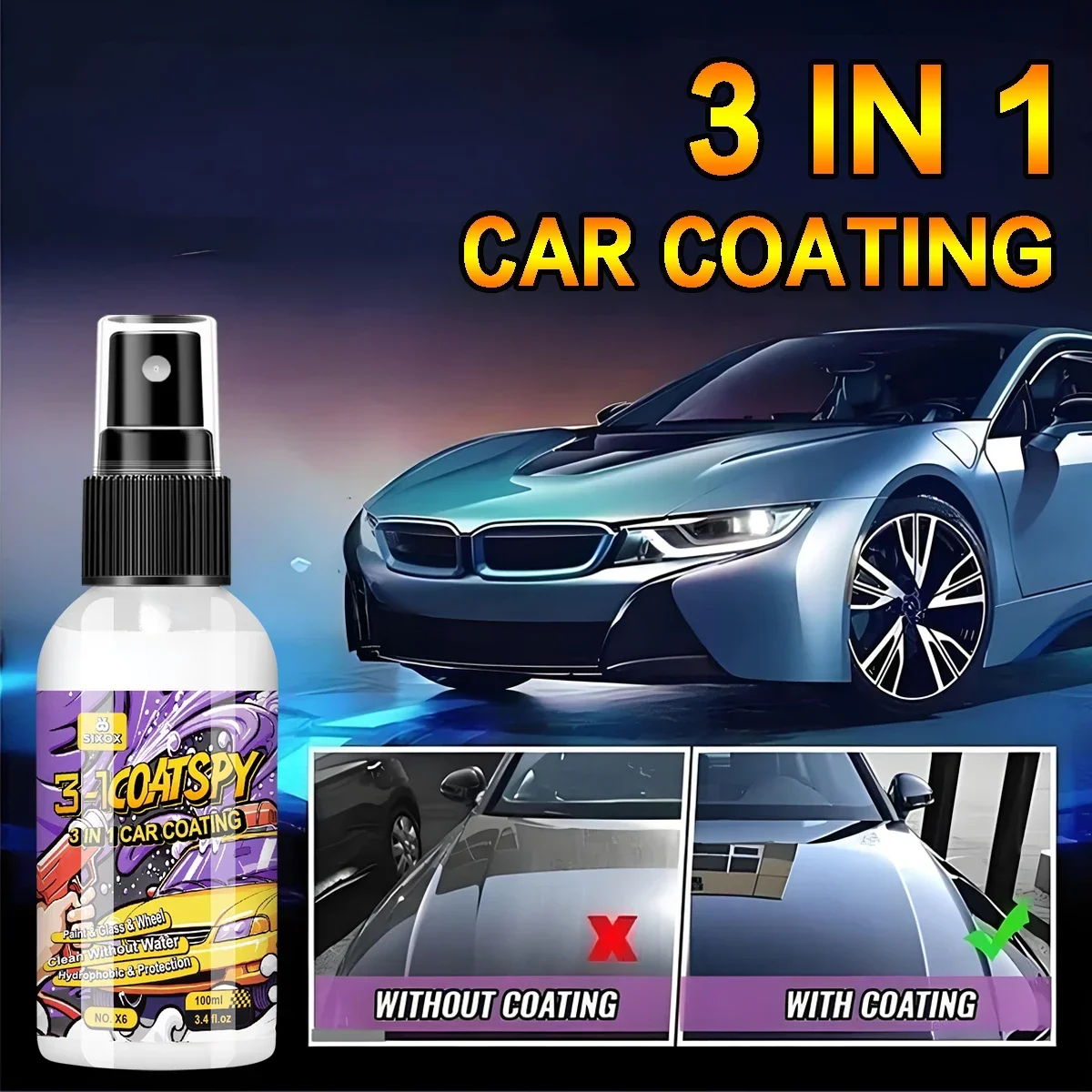 3 In 1 Car Ceramic Nano Coating Liquid Crystal Hydrophobic Layer Polishing Paint Coating Agent Car Polish Nanos Coatings X6