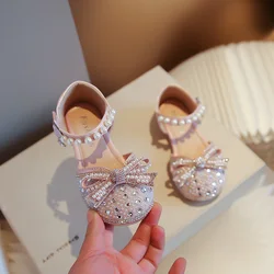 Fashion Kid Girl Sandals Rhinestone Butterfly Pearls Summer Casual Street Dancing Children Shoes