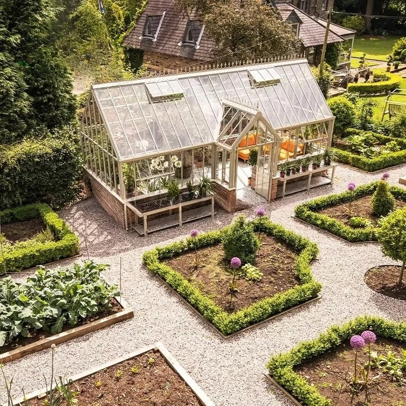 كبير المجلفن الصلب حديقة ديكور الدفيئة غرفة الشمس البولي كربونات إطار خشبي نمو النبات الزراعي الضغط الطبيعة #1