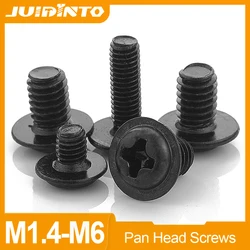 JUIDINTO 20-100pcs Cross Phillips Pan Round Truss Head with Washer Padded Collar Machine Screw M1.4-M6 Carbon Steel PWM Screw