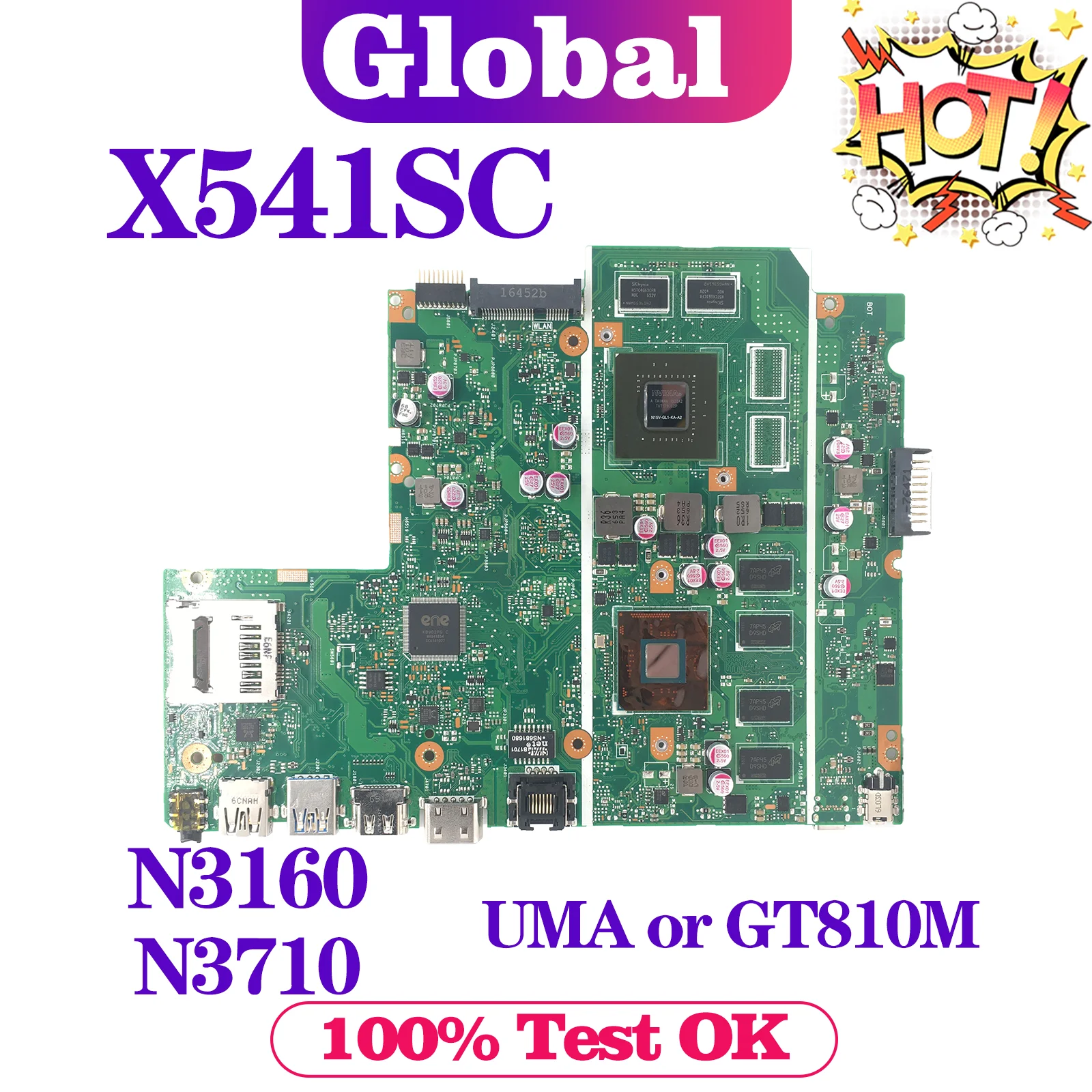 X541S Mainboard For ASUS VivoBook X541SC A541SC F541SC D541SC R541SC Laptop Motherboard N3060/N3160/N3710 GT820M/GT810M/UMA