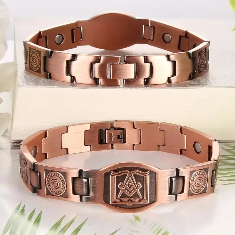 

Copper Bracelet for Men 99.9% Pure Copper Magnetic Bracelet with Double Row Magnets Adjustable Health Jewelry Gifts