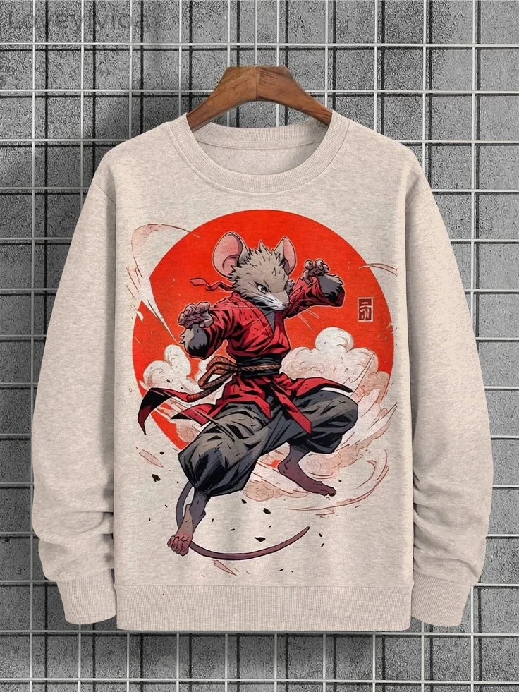 2025 Retro Japanese Samurai Swordsman Hoodie Fashion Outdoor Sports 3D Printing Men's Y2k Pullover Outdoor Crew Neck Sweatshirts