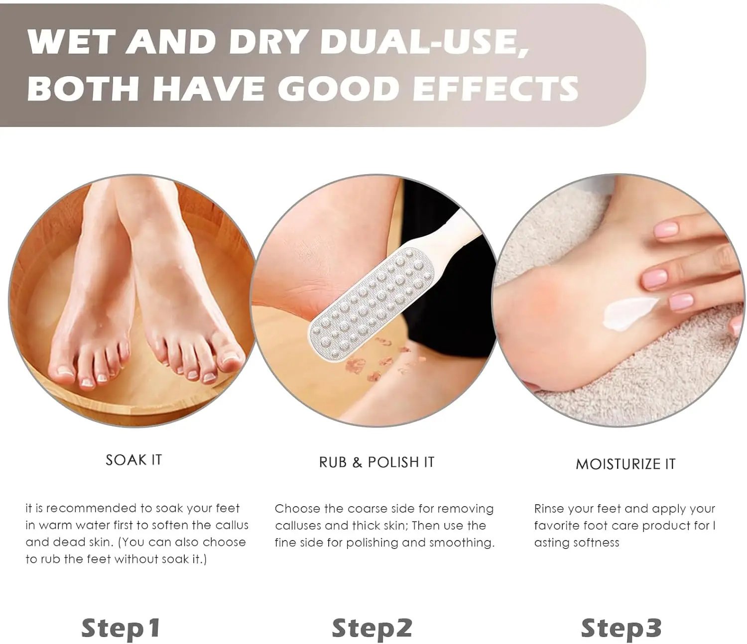 1 pz doppia faccia lima per piedi grattugia per tallone dura pelle morta callo professionale raspa rimozione strumenti per pedicure del piede in acciaio inossidabile