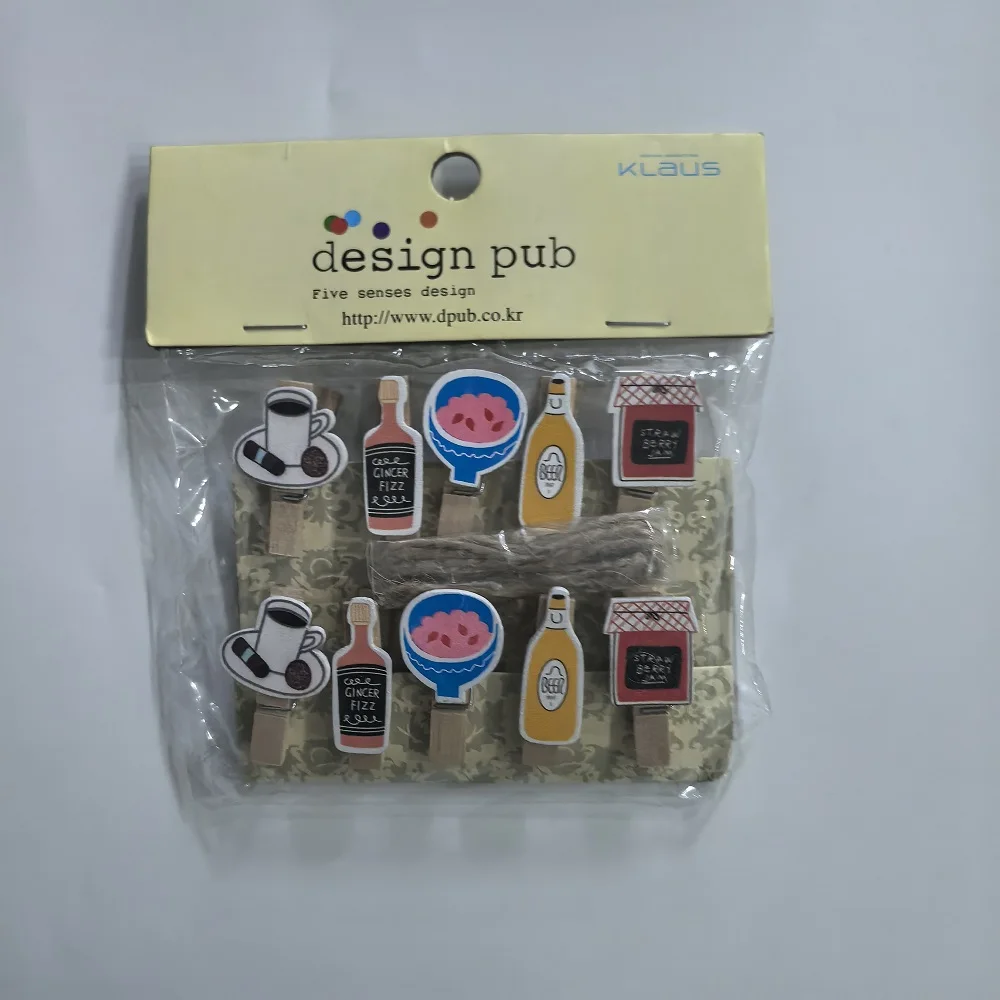 10 Pcs/Lot Creative Cartoon Animal Wooden Clip With Hemp Rope Photo Paper Clothespin Craft Clips Party Decoration Clip