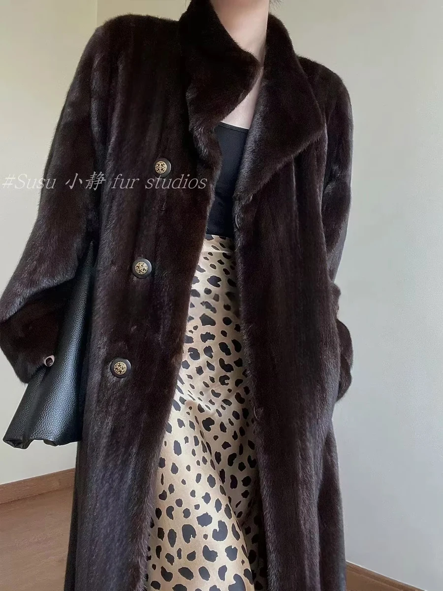HDHOHR 2026 Winter Thick Warm Long Faux Mink Fur Coat Women With Luxury High Quality Elegant Chic Fluffy Brown Fur Jacket Girls