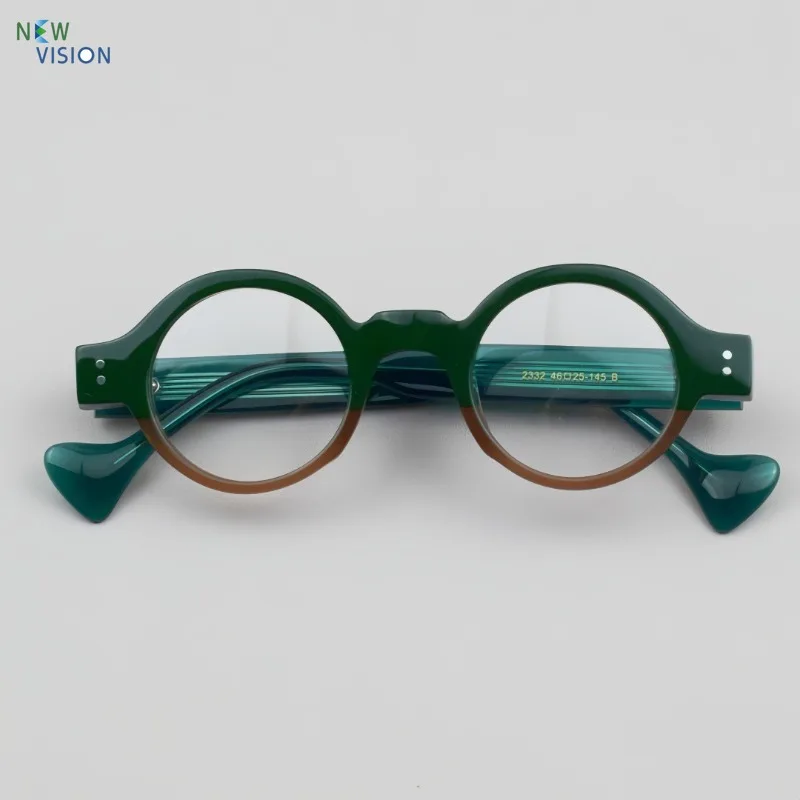 

High End Men and Women Italian Handmade Design Retro Acetate Eyeglass Frames Circular Reading Myopia Optical Flat Glasses