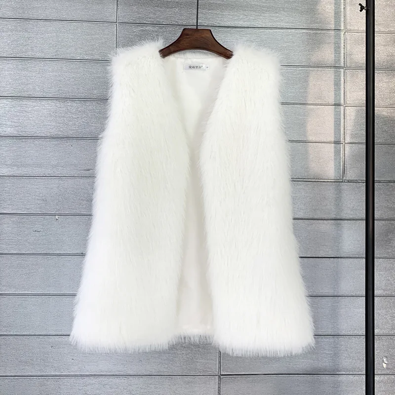 European and American Faux Tuscany Fox Fur Winter Mid Length Faux Fur Vest Warm Women's Vest Coat