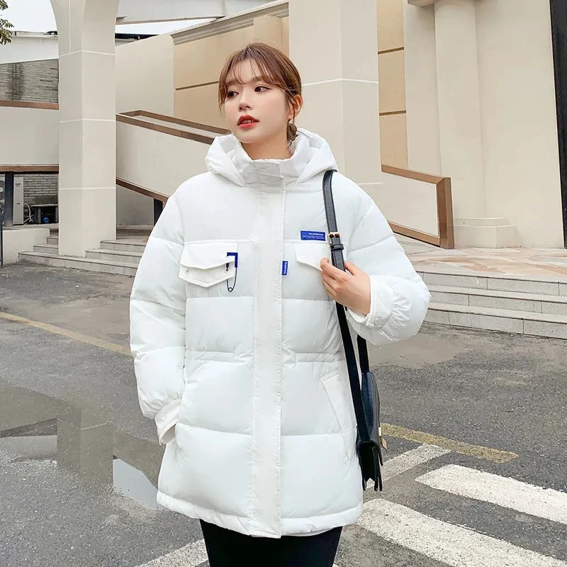 2022 Winter Coats Women's Down Cotton Padded Jackets Bread Clothes Hooded Loose Parkers Thick Warm Lady Tops Students Outerwear