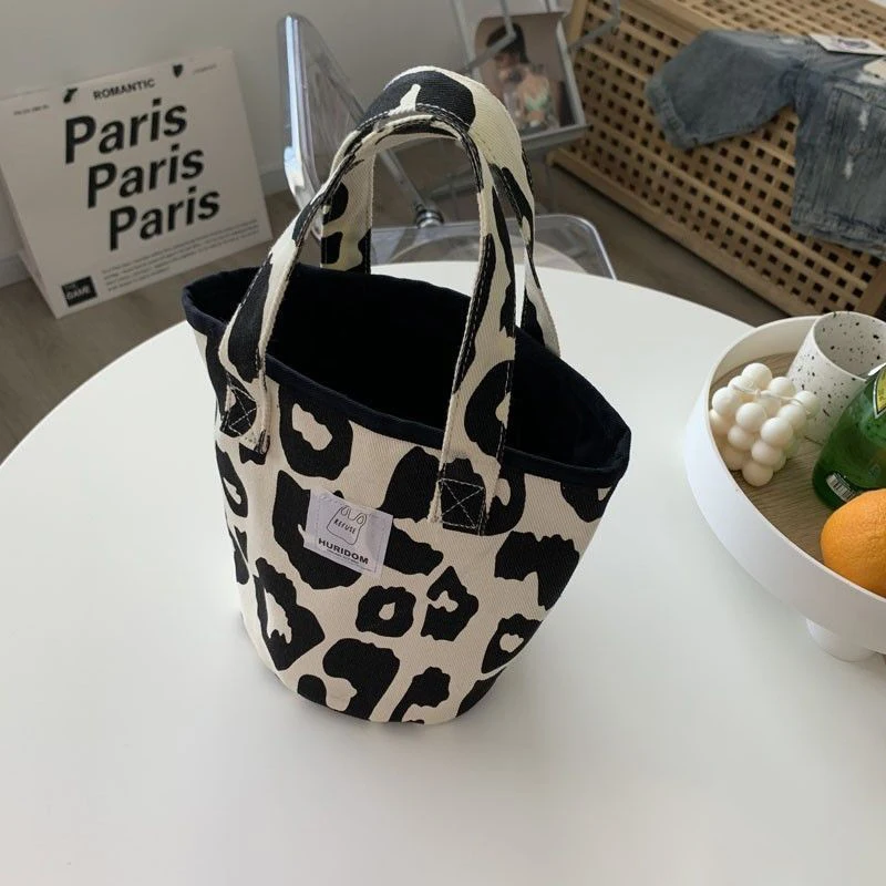 Japanese Bucket Shaped Canvas Bag Simple And Versatile Portable Lunch Bag