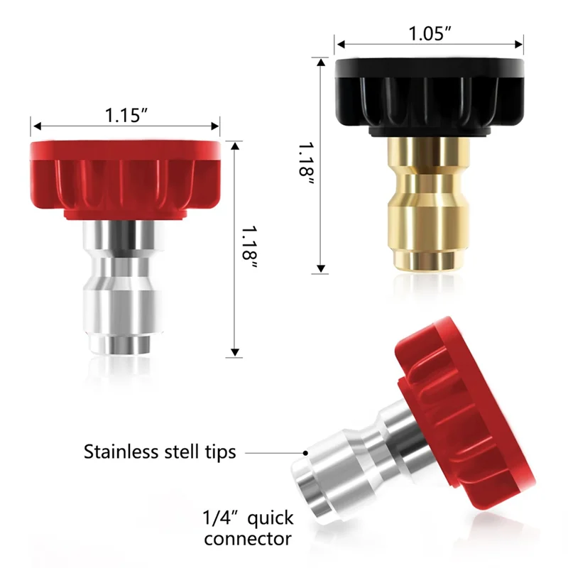 

Pressure Washer Nozzle Tips, 5 Pack Tip Attachments Multiple Degrees Nozzles 1/4 Inch, M22 14Mm To 3/8 Inch Hose Adapter Durable