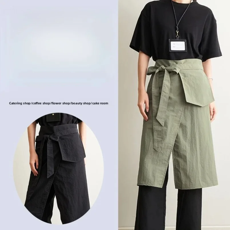 Half body Waterproof Apron - Japanese Unisex Workwear for Barber/Coffee/Catering/Painter Heavy-Duty Kitchen Smock with Pockets
